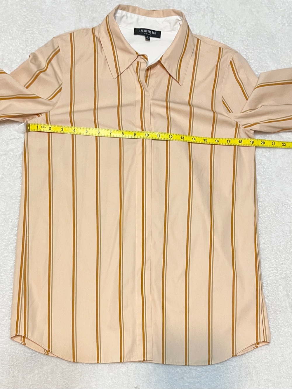 Lafayette 148 100% Cotton Pastel Orange Stripe Button Down Professional Blouse S - Picture 6 of 10